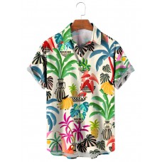 Men's Hawaiian Printed Lapel Short Sleeve Shirt 29619639M